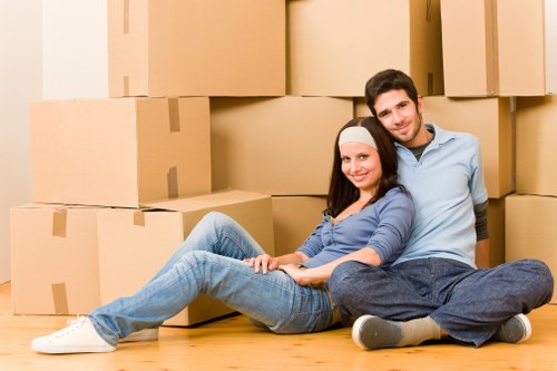 Packed removal van ready for loading during an Acton move