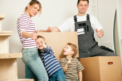 Transport crew handling items carefully during a booked move